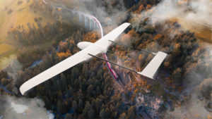 Albotros drone flies overhead remote Canadian landscape
